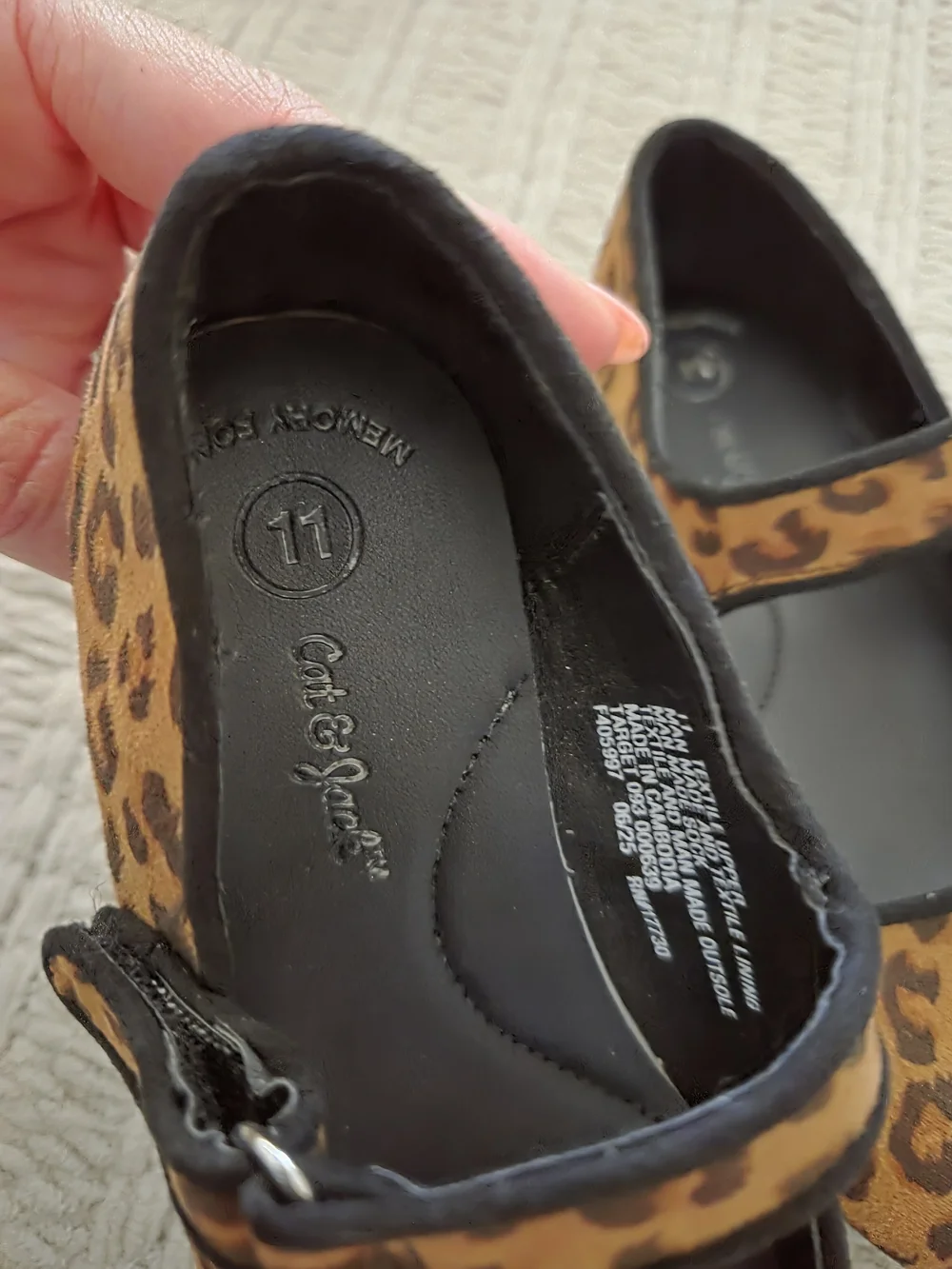 Cat & Jack Girls Leopard Print Mary Janes - Brown/Black